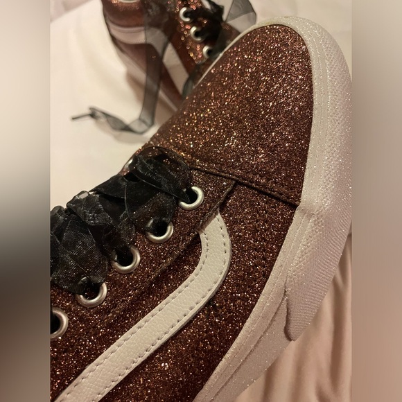 NEW Women's Vans Old Skool Platform Maroon Wild Aster Glitter - Picture 4 of 6